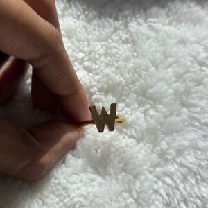 Gold Initial Letter W Ring Minimalist Stacking Women‎ Jewelry